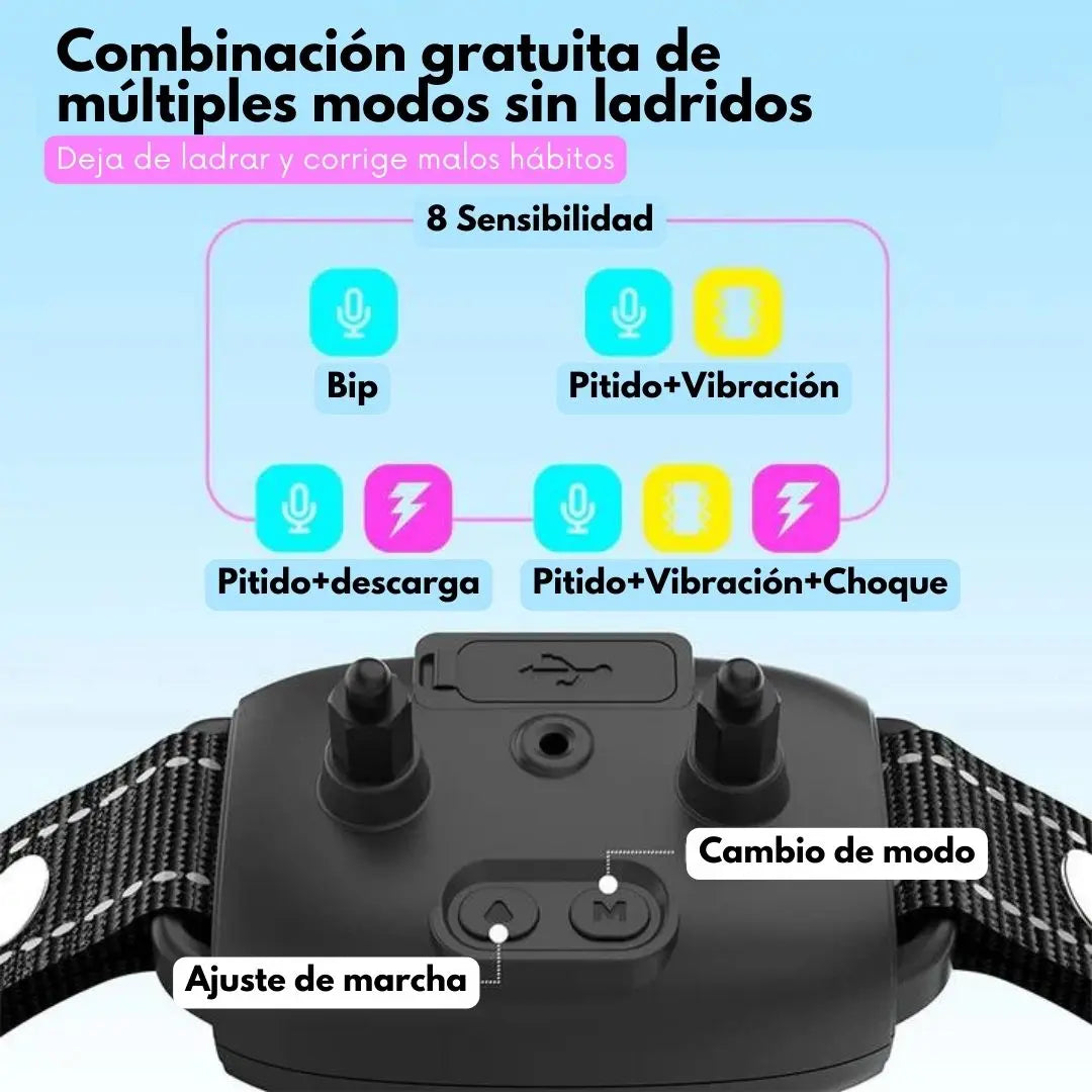 Collar de Adiestramiento Inteligente Anti Ladridos Resistente al Agua