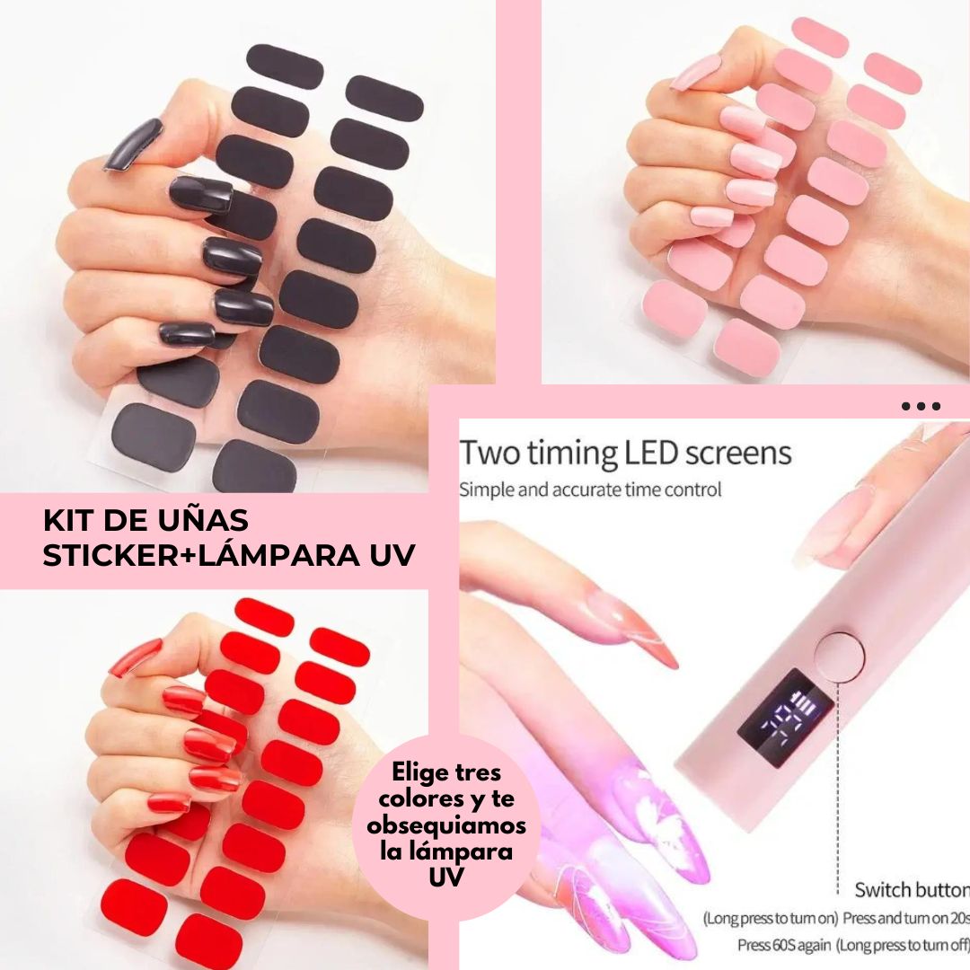 UÑAS ADHESIVAS (3 PACK DE 22 UÑAS CADA PACK) + LAMPARA UV (1) TOTAL $87,900